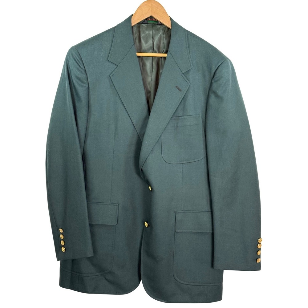 Vtg Southwick Blazer Men's 40R *READ* Green Wool Blend 2-Button Gold Buttons